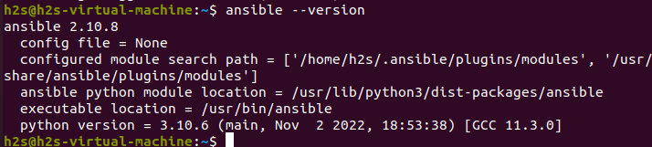 Check the Ansible version on Ubuntu 22.04