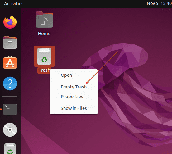 Empty Ubuntu Recycle BIn