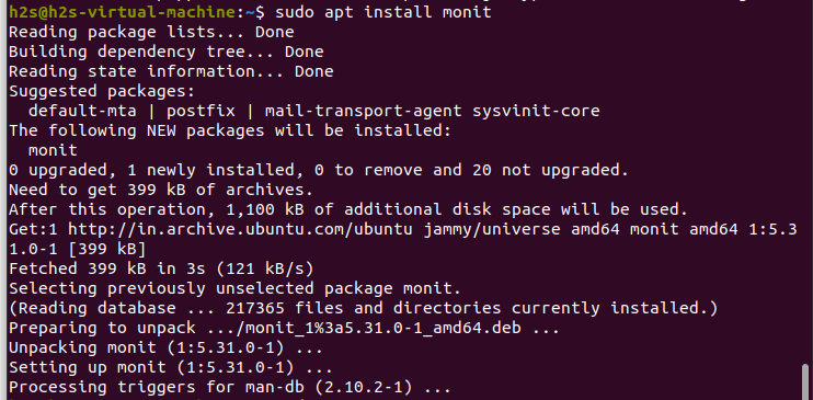 Monit installation command for Ubuntu 22.04
