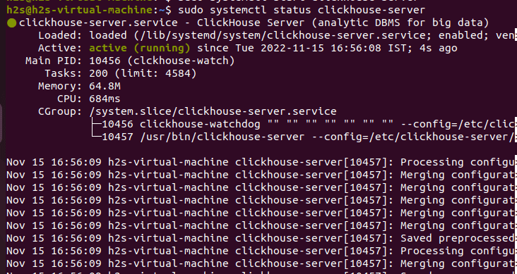 Start Clickhouse server service