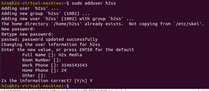 Adduser command Linux example