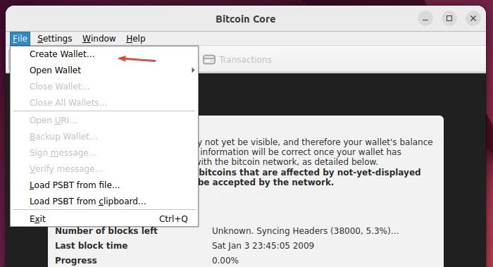 Create wallet on Bitcoin core