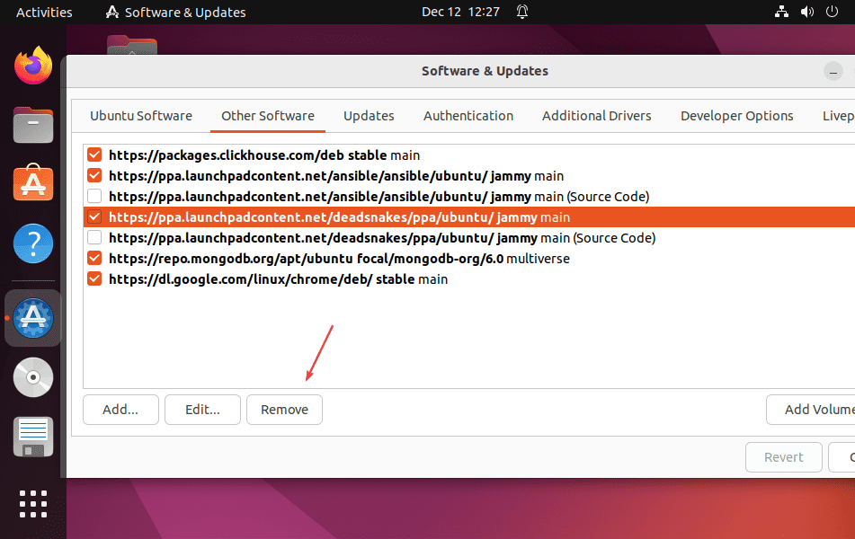 Delete PPA using Ubuntu GUI Software and Updates