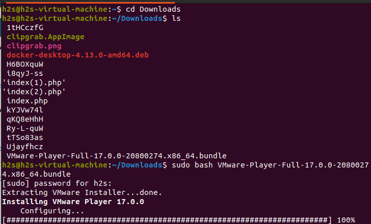 Install Vmware Player 17 command