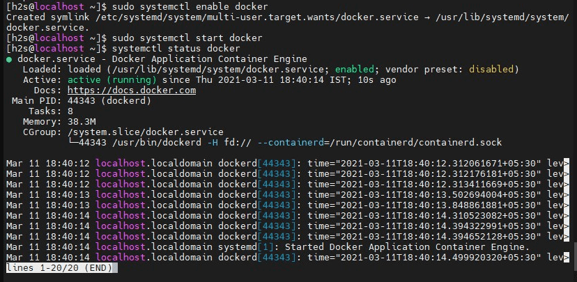 start and enable docker service on Almalinux 9