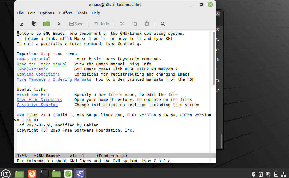 Run Emacs Text editor on Linux Mint