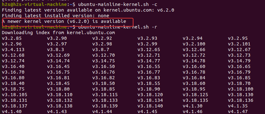 Find the latest available version of Linux kernel using command