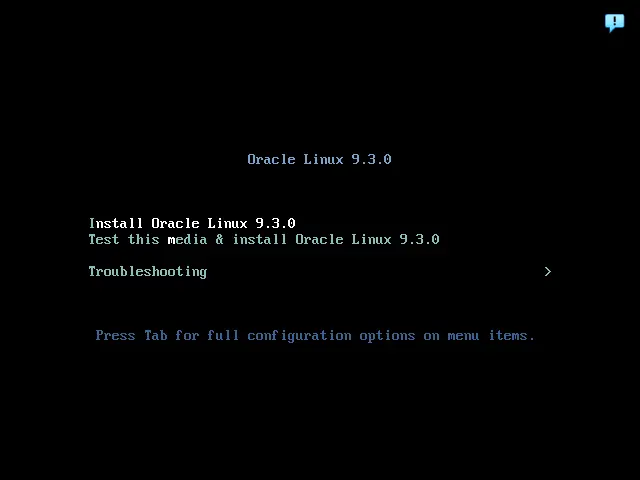 Boot menu Oracle Linux