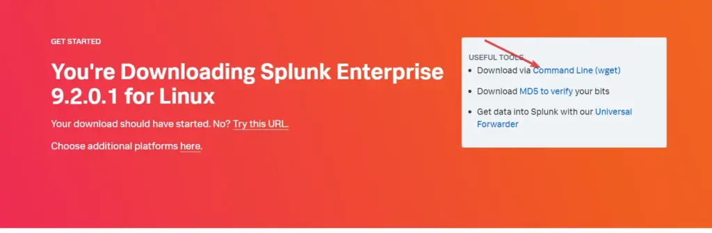 Copy Wget Link of Splunk to download