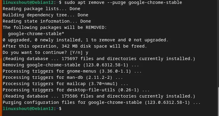 Uninstalling Chrome on Debian