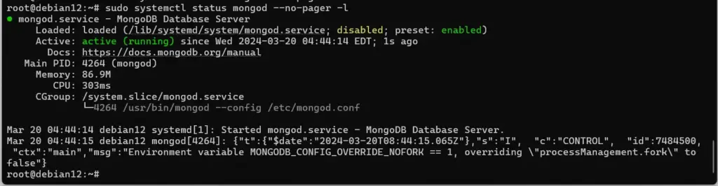 mongo server service status