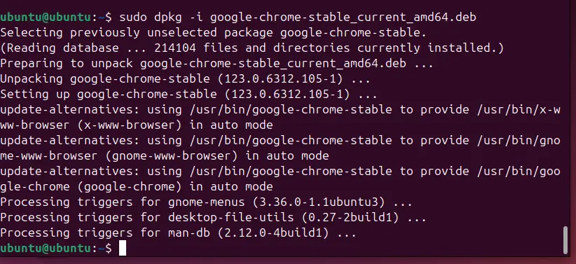 Installing Chrome Debian package