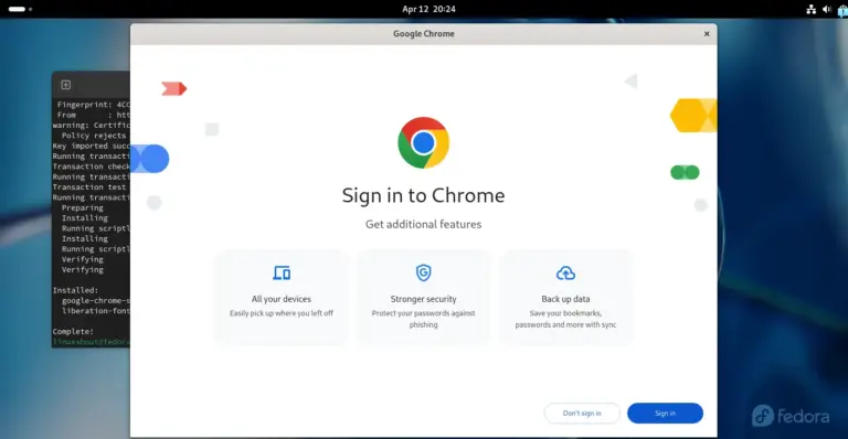 Installing Google Chrome in Fedora 39