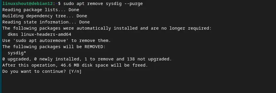 Uninstall SYSdig from Debian Linux