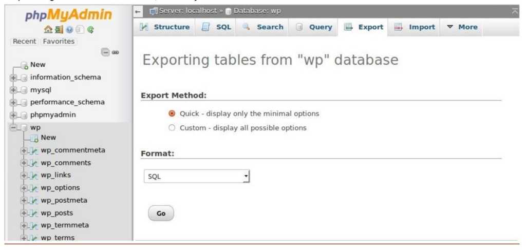 phpmyadmin-database-export