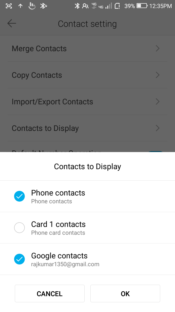 How to display contacts in android