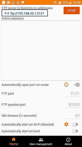 android ftp server port 21