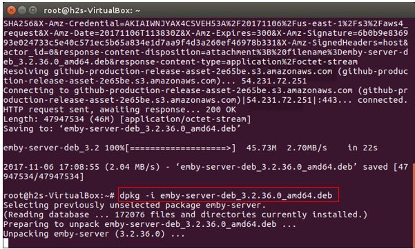 Installing the emby home media server using command line