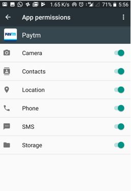 paytm inbox app feature permission