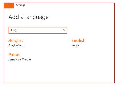 Add a language in windows 10