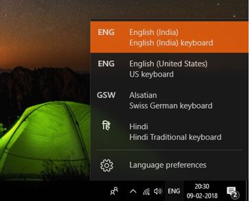 language option in Windows 10 and Windows 8