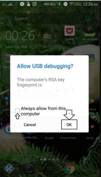 Allow usb debugging to enable android adb