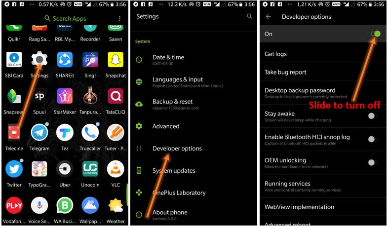 How to disable developer options in Android phones