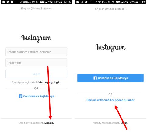make another Instagram account on the same device