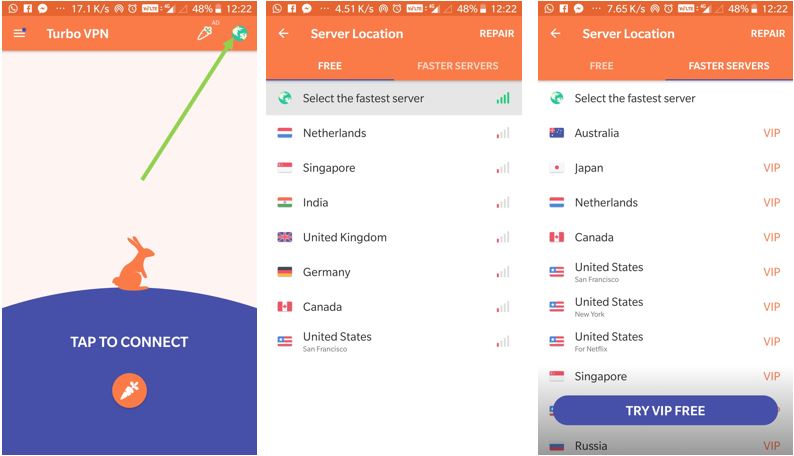 VPN servers to unblock sites on ANdroid mobile