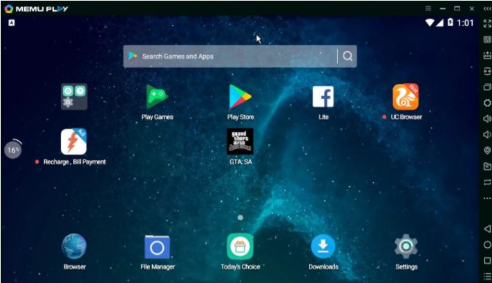 memu emulator is ready to use and install android apps