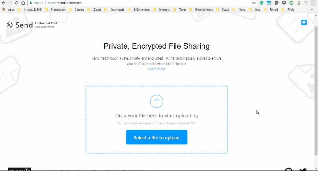 Firefox Send file sharing free online
