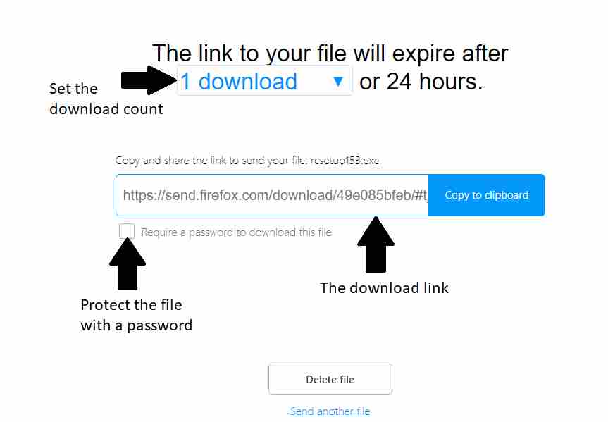 Firefox Send download link