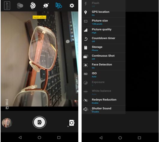 Asus zenfone Max pro M1 camera app settings and depth of field