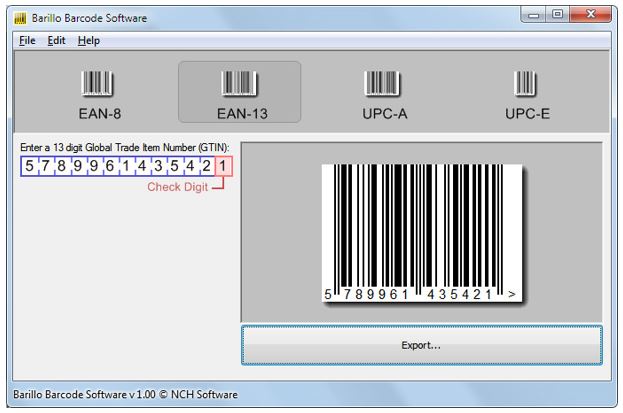 Free UPC-A and EAN-13 Barcode Generation software