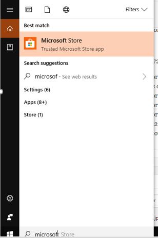 Microsoft store on Windows 10 or 8