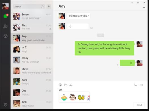 Wechat for Windows chatting screen