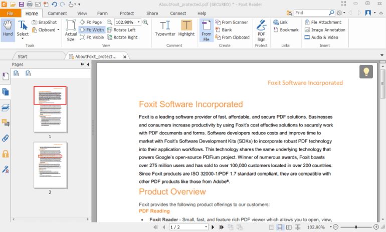 Foxit Reader PDF reader