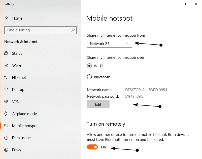 Windows 10 mobile hotspot