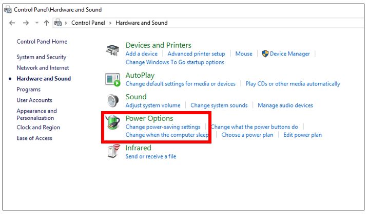 power option in Windows 7