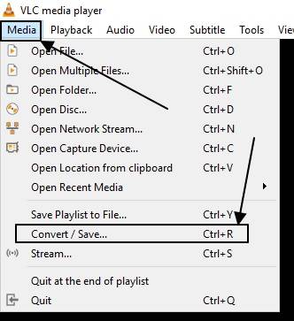 VLC Media Player menu