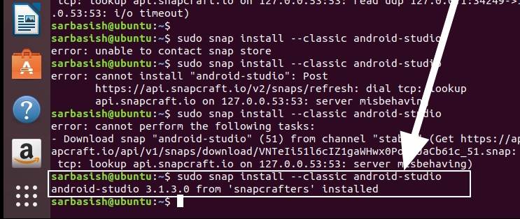classic android studio on Linux ubuntu