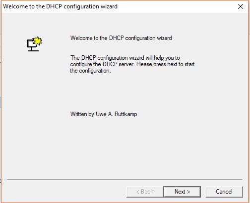 DHCP configuration wizard