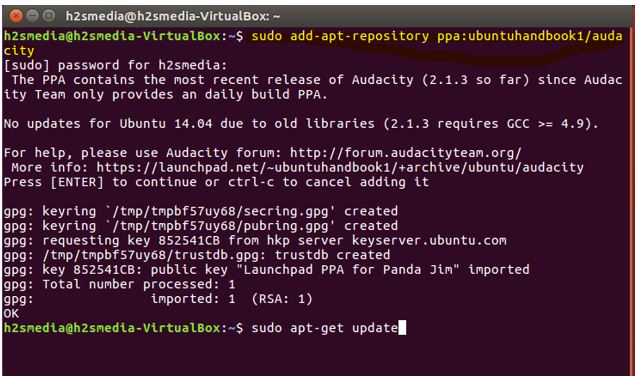 install audacity on Ubuntu via command line terminal