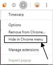 Hide in Chrome menu