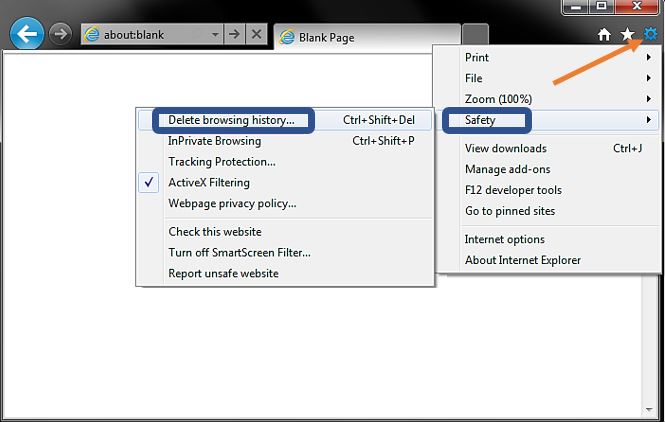 how to clear browser cache internet explorer 9