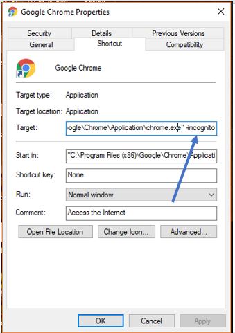 How do I make Chrome open Incognito mode by default