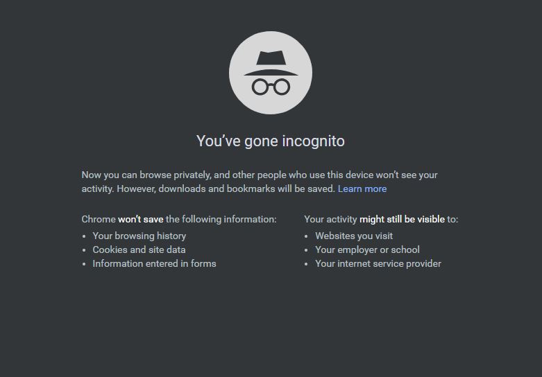 Incognito mode in Chrome