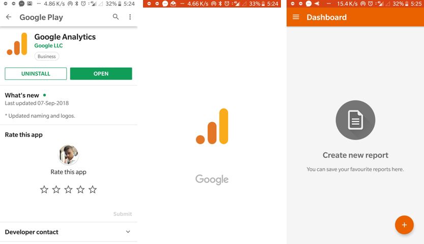 google Analytics app ANdroid and iPhone