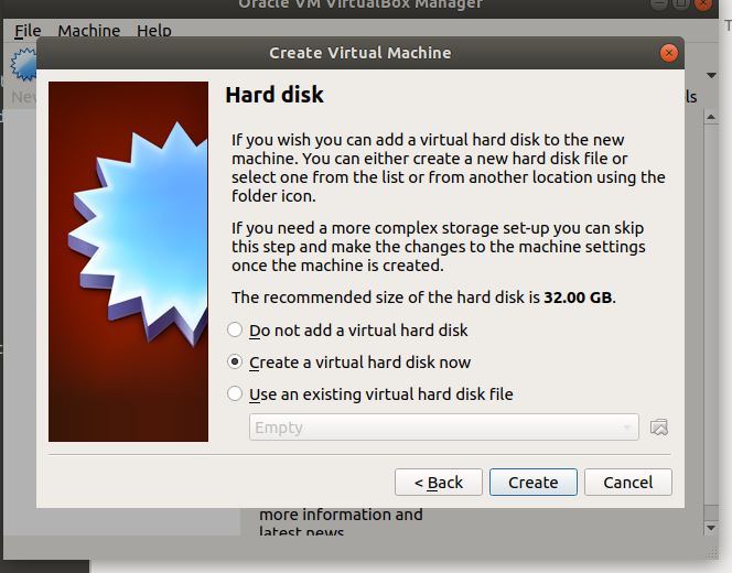 Create hard disk