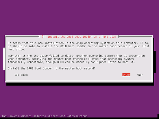Ubuntu install minimal boot loader